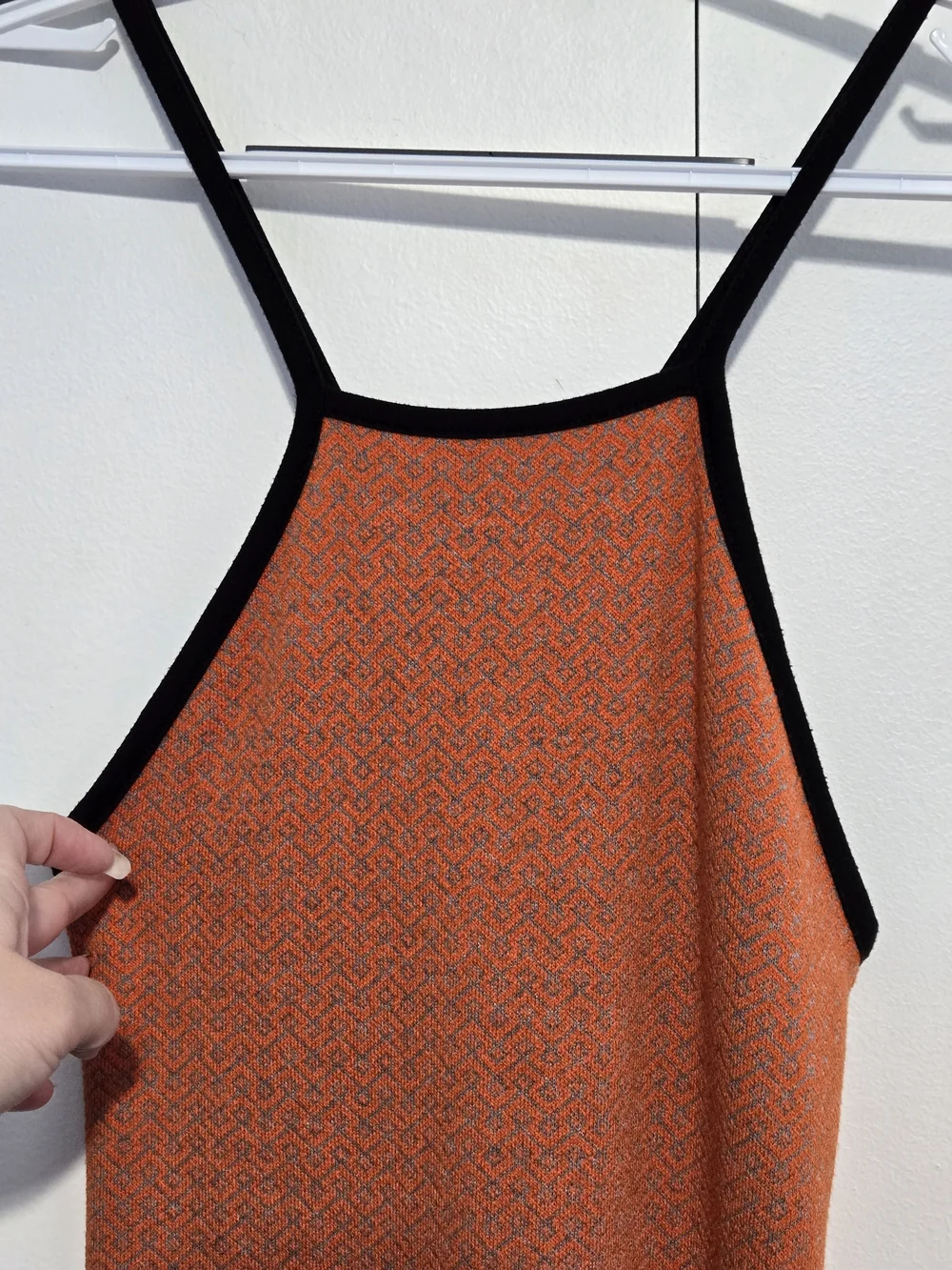 ZARA Bodycon Maxi Dress XS Orange Black Strappy Back Sleeveless Stretch Knit‎